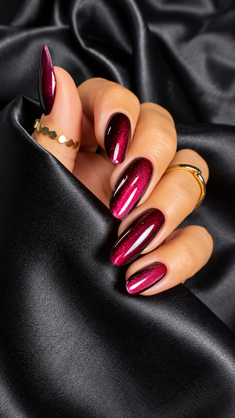 Cat eye bordeaux profond, forme amande
